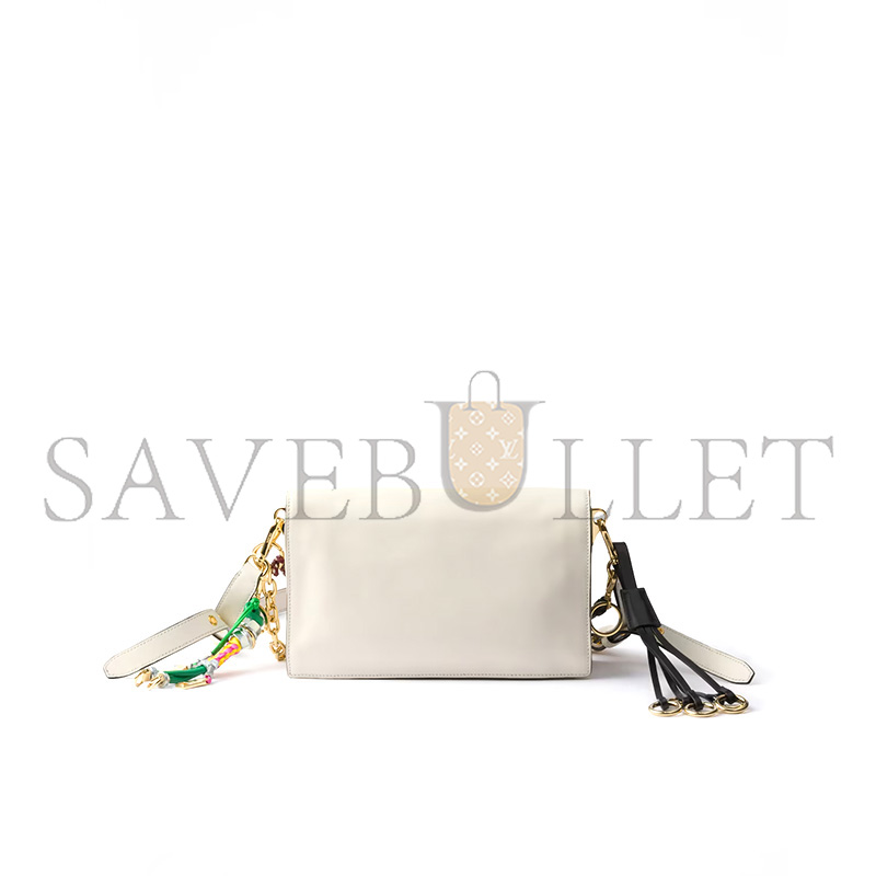 PRADA SOFT SOUND SMALL LEATHER SHOULDER BAG WITH CHARMS 1BD379 (24*13.5*5cm)
